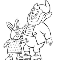 Desenho de Coelhinho e duende para colorir