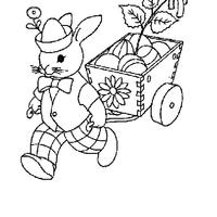 Desenho de Coelho carregando carrinho para colorir