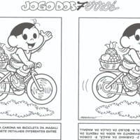 Desenho de Jogo dos 7 erros Magali na bicicleta para colorir