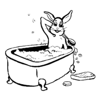 Desenho de Coelho tomando banho para colorir