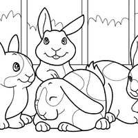 Desenho de Coelhos amigos para colorir