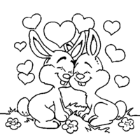 Desenho de Dia dos Namorados - Coelhinhos para colorir