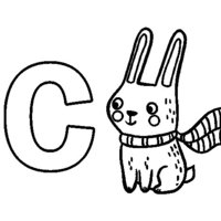 Desenho de Letra C de coelho para colorir