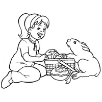 Desenho de Menina e coelho para colorir