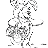Desenho de Winnie vestido de coelho para colorir