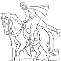 Desenho de Arqueiro montando cavalo para colorir