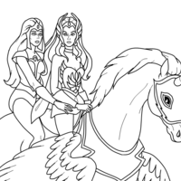 Desenho de She-ra e Cintilante montando Espírito para colorir