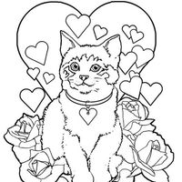 Desenho de Gato apaixonado para colorir