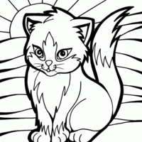Desenho de Gato com vergonha para colorir