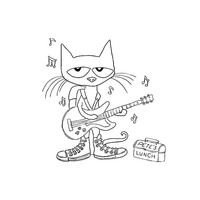 Desenho de Gato guitarrista para colorir
