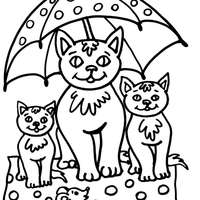 Desenho de Gatos na chuva para colorir
