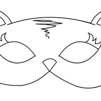 Desenho de Máscara de carnaval - gato para colorir