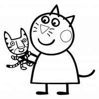 Desenho de Peppa Pig e gatinho para colorir