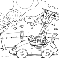 Desenho de Girafa dirigindo carro para colorir