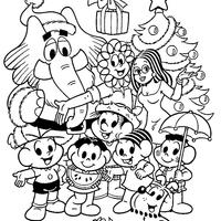 Desenho de Feliz Natal Turma a Monica para colorir