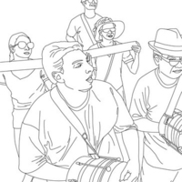 Desenho de Bateria de escola de samba para colorir