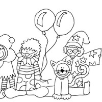 Desenho de Crianças na festa de carnaval para colorir