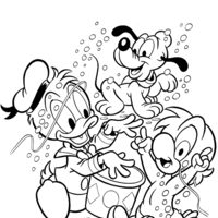 Desenho de Donald e Pluto no carnaval para colorir