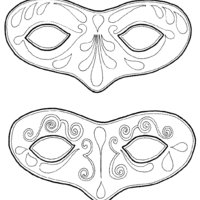 Desenho de Máscaras de carnaval para recortar para colorir