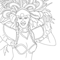 Desenho de Mulher dançando na escola de samba para colorir