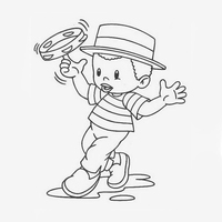 Desenho de Sambista tocando pandeiro para colorir