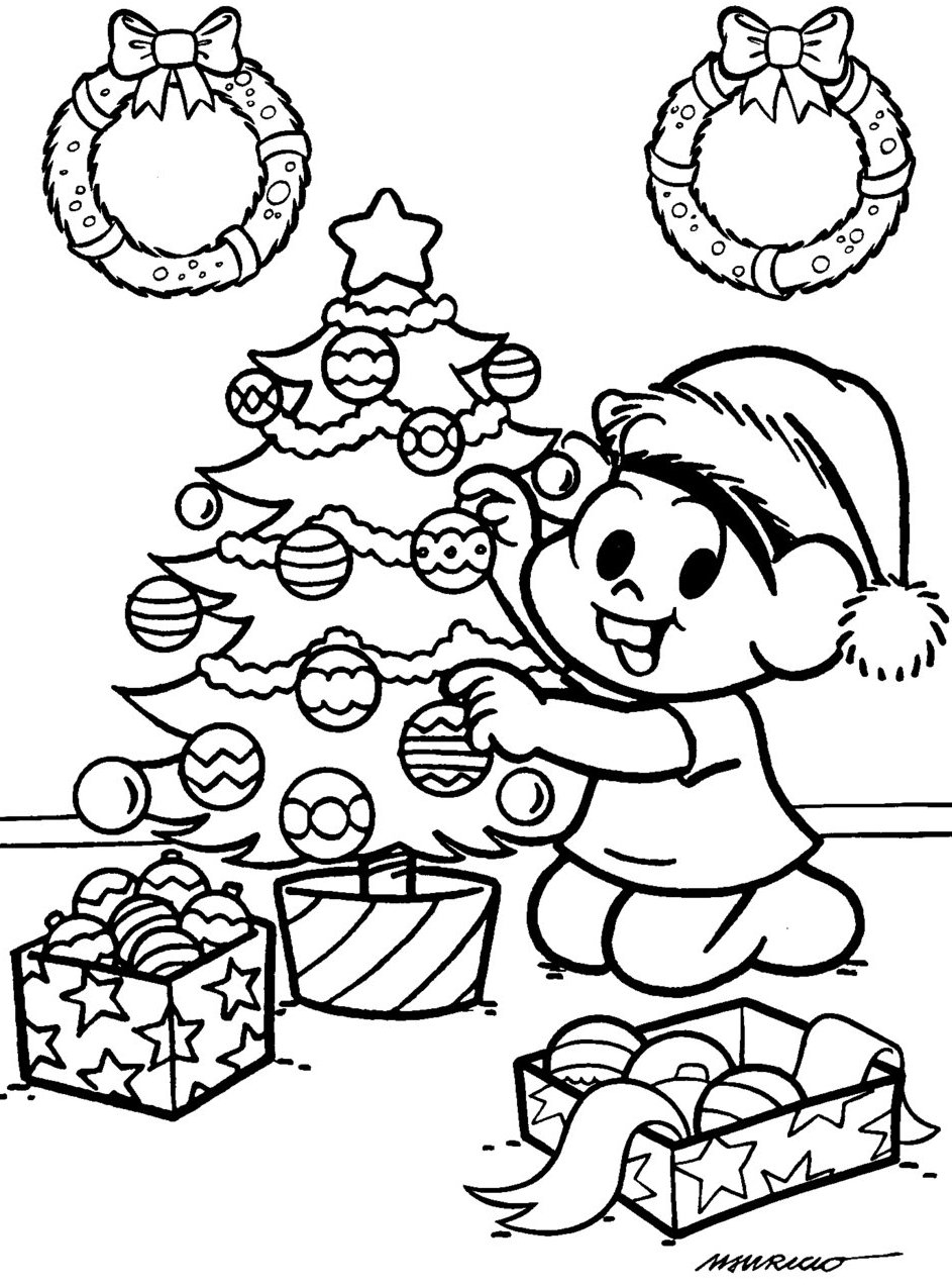 Desenho de Monica e árvore de Natal para colorir - Tudodesenhos