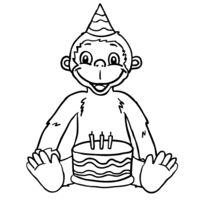 Desenho de Aniversário do macaco para colorir