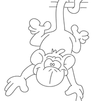 Desenho de Macaco apoiado no rabo para colorir