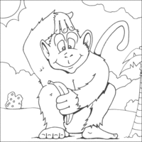Desenho de Macaco coçando cabeça para colorir