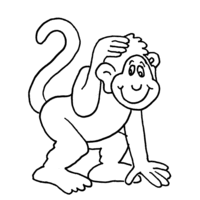 Desenho de Macaco com pata na cabeça para colorir