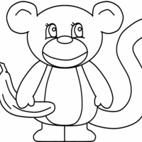 Desenho de Macaco e banana para colorir