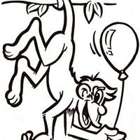 Desenho de Macaco e bola de soprar para colorir