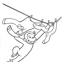 Desenho de Macaco no varal para colorir