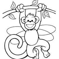 Desenho de Macaco pulando galho para colorir
