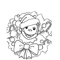 Desenho de Macaco no Natal para colorir