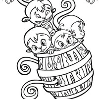 Desenho de Macacos no barril para colorir