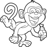 Desenho de Macaquinho correndo com banana para colorir