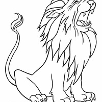 Desenho de Leão com boca aberta para colorir