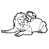 Desenho de Leão deitado descansando para colorir