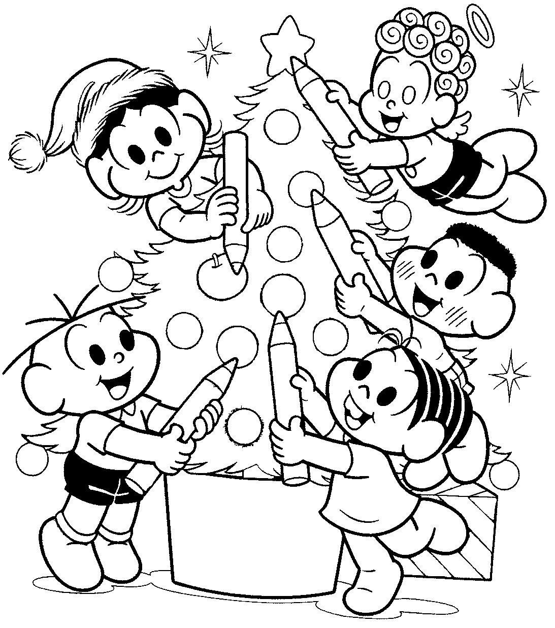 Desenho de Turma da Monica árvore de Natal para colorir - Tudodesenhos