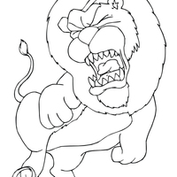 Desenho de Leão bravo atacando para colorir