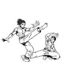 Desenho de Homens pulando capoeira para colorir