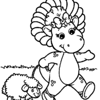 Desenho de Baby Bop e carneirinho para colorir