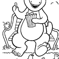 Desenho de Barney comendo biscoitos para colorir