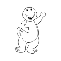Desenho de Barney cumprimentando amiguinhos para colorir