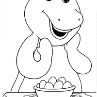 Desenho de Barney cozinhando ovos para colorir