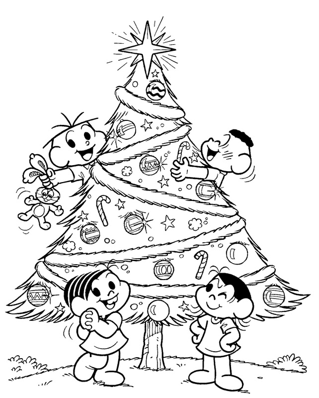 Desenho de Turma da Monica e o pinheirinho de Natal para colorir -  Tudodesenhos