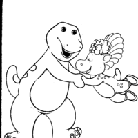 Desenho de Barney e Baby Bop brincando juntos para colorir