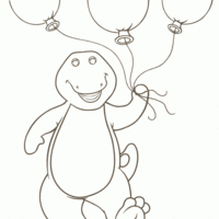Desenho de Barney e bolas de soprar para colorir