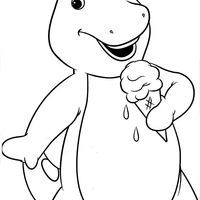 Desenho de Barney tomando sorvete para colorir